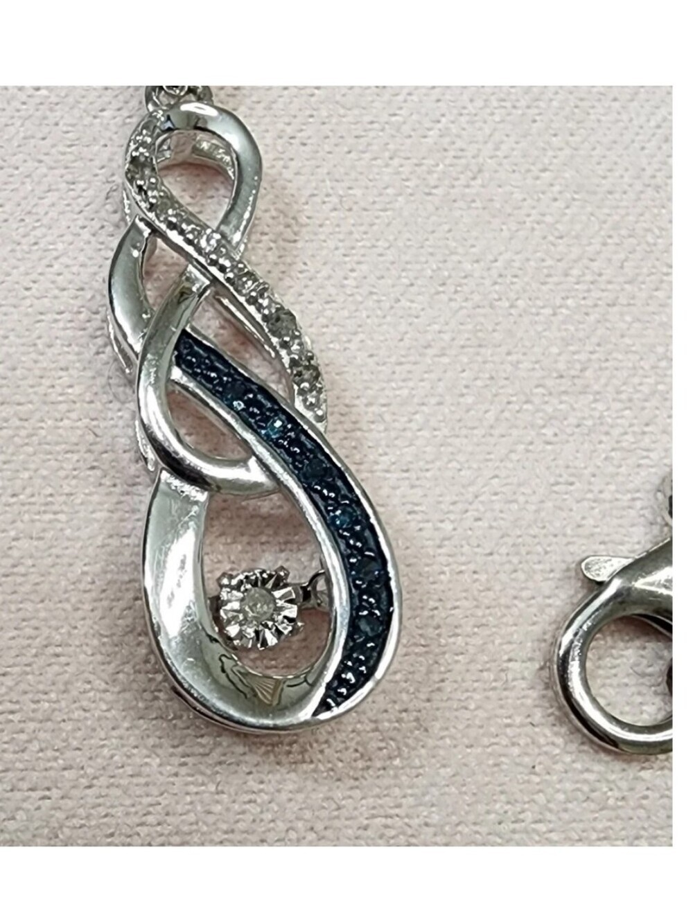 Savvy Cie Sterling Silver Blue Diamond Drop Necklace - 0.10 ctw - Picture 2 of 6